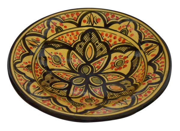 Safi Yellow Ceramic Serving Plate Handmade 8"-7762