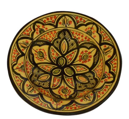 Safi Yellow Ceramic Serving Plate Handmade 8"-0