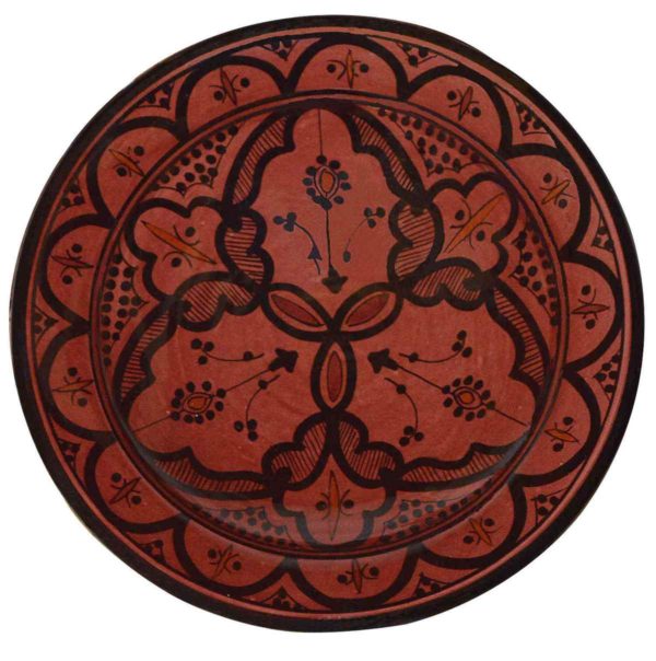 Safi Red Ceramic Serving Plate Handmade 8"-0