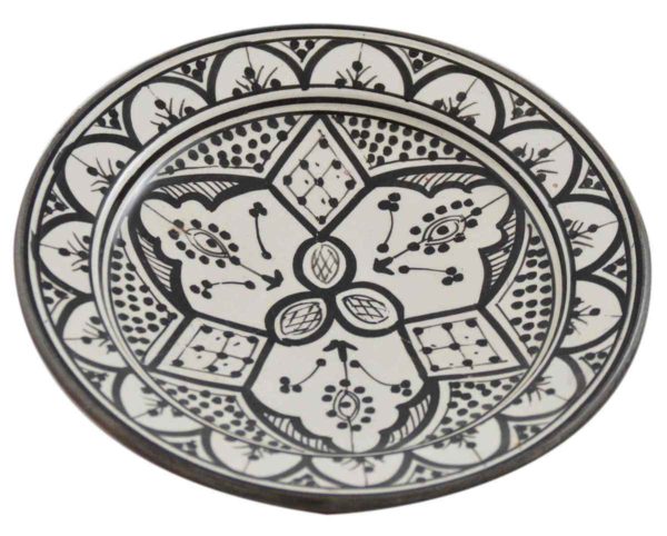 White & Black Ceramic Plate Medium 10"-7859