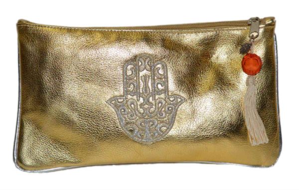 Elisa Makeup Bag Hand of Fatima Gold-0