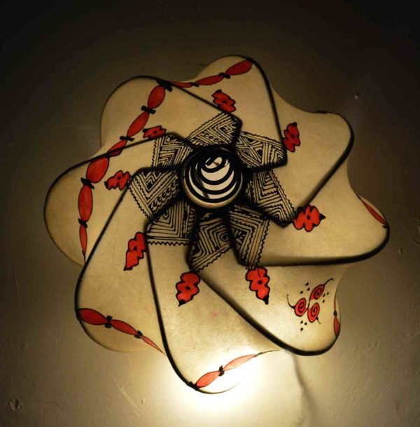 Beige With Red Henna Ceiling Lamp -8549