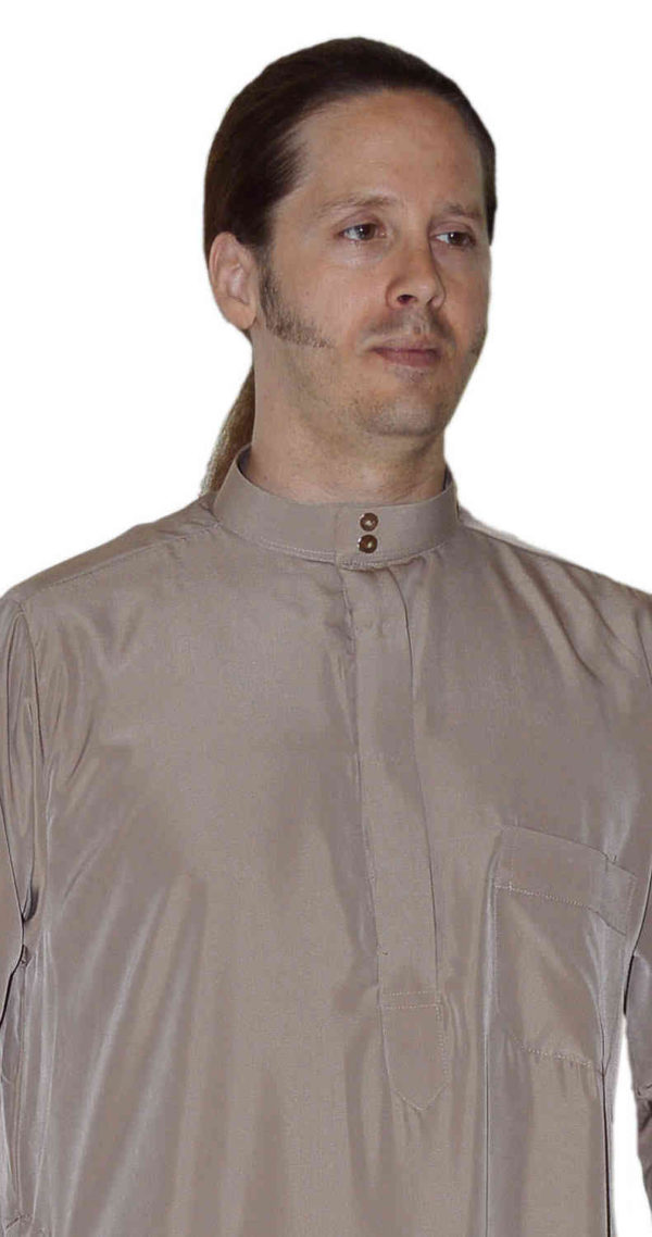 Men Thobe Saudi Style Brown With Collar -8837