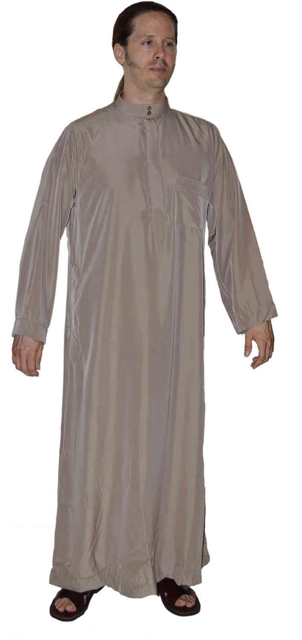 Men Thobe Saudi Style Brown With Collar -8840