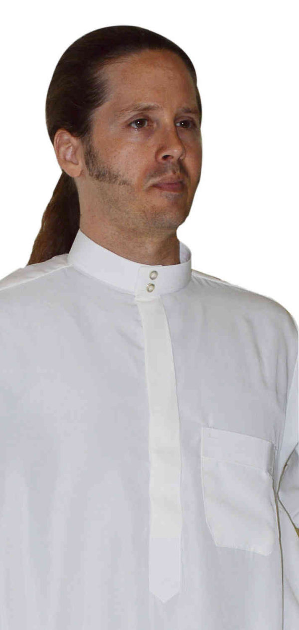 Men Thobe Saudi Style White With Collar -8824