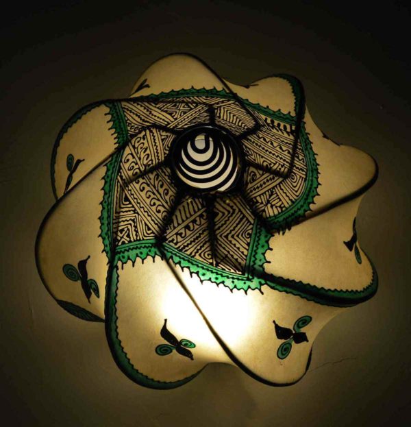Beige With Green Henna Ceiling Lamp -8558