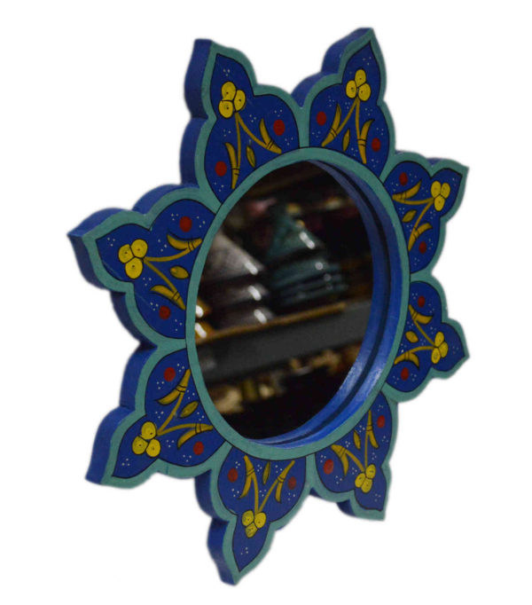 Star Handmade Wood Mirror Blue Medium-8506