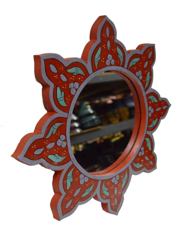 Star Handmade Wood Mirror Red Medium-8479