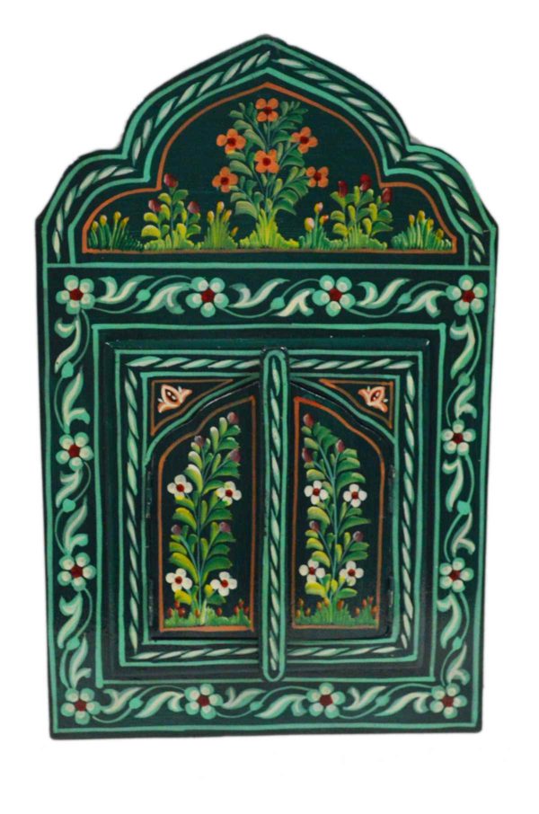 Handmade Wood Door Mirror Small Green -10562