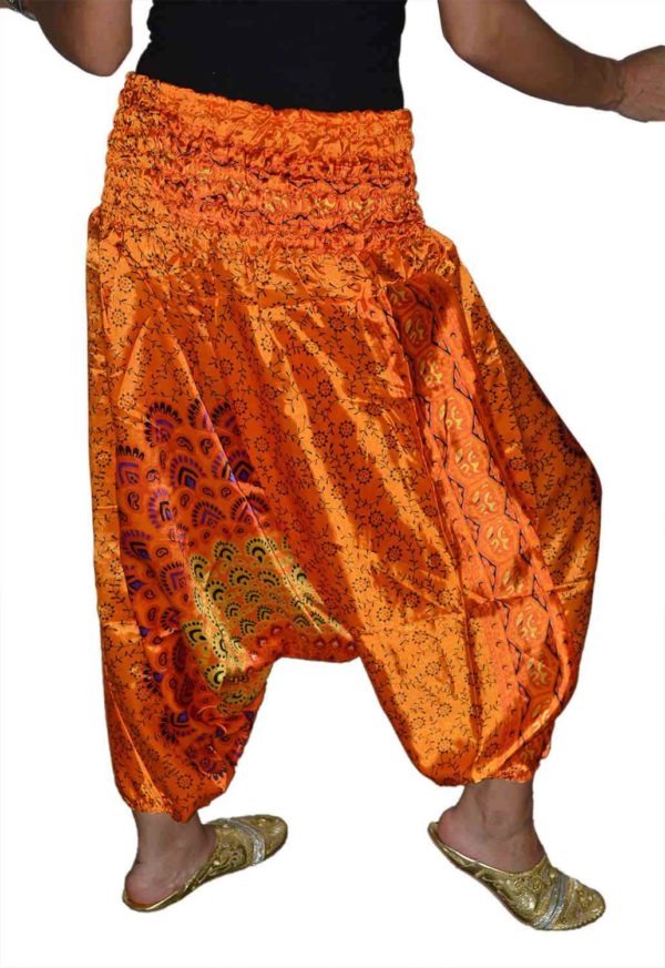 Harem Gypsy Satin Pants Orange -9001