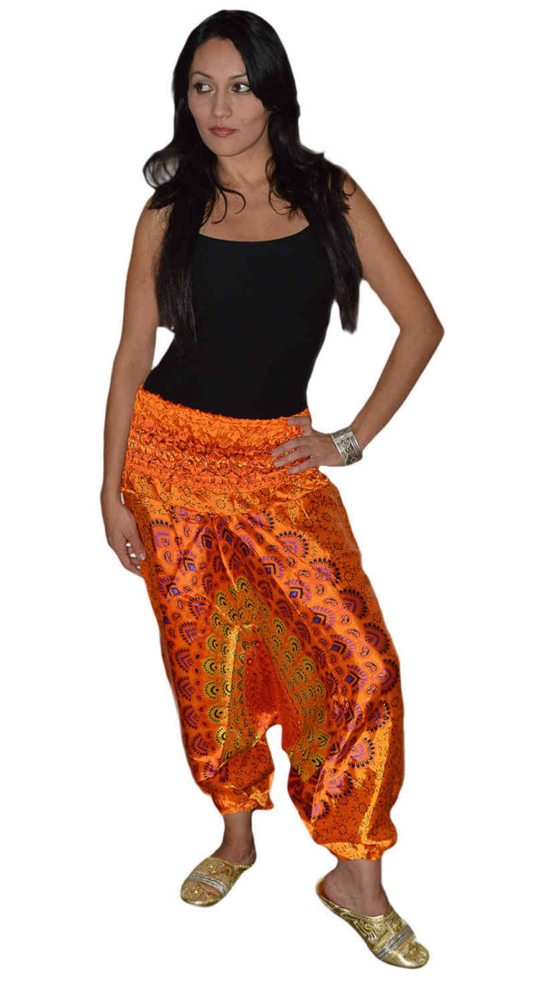 Harem Gypsy Satin Pants Orange -8999