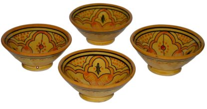 Ceramic Serving Set Of Four Bowls Yellow 4"-0