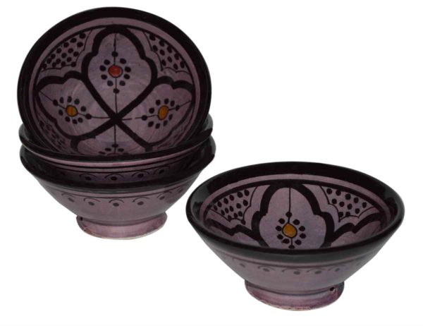 Ceramic Serving Set Of Four Bowls Purple 4"-9443