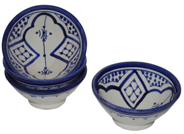 Ceramic Serving Set Of Four Bowls Fez Blue 4"-10354