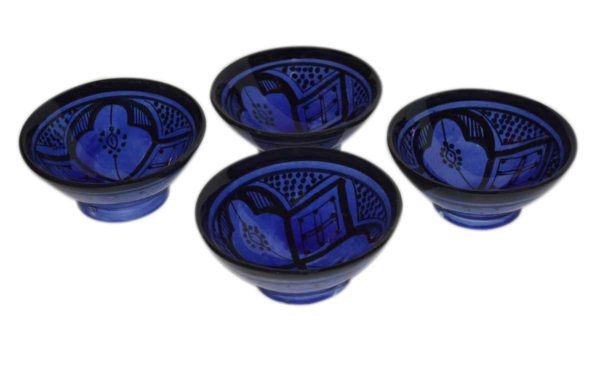 Ceramic Serving Set Of Four Bowls Blue 4"-0
