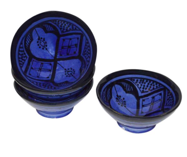 Ceramic Serving Set Of Four Bowls Blue 4"-10368