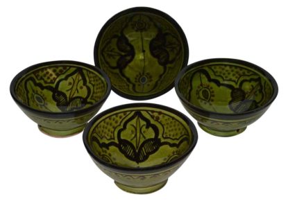 Ceramic Serving Set Of Four Bowls Olive 4"-0