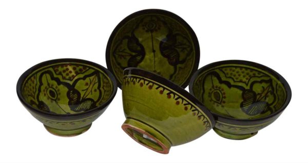 Ceramic Serving Set Of Four Bowls Olive 4"-10356