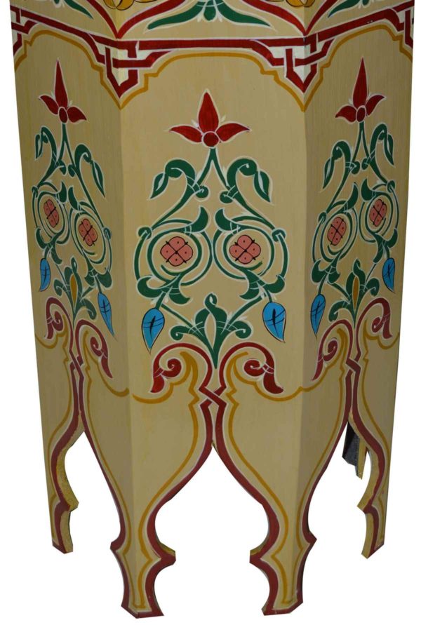 Tall Handmade Wood Table Painted Beige -9871