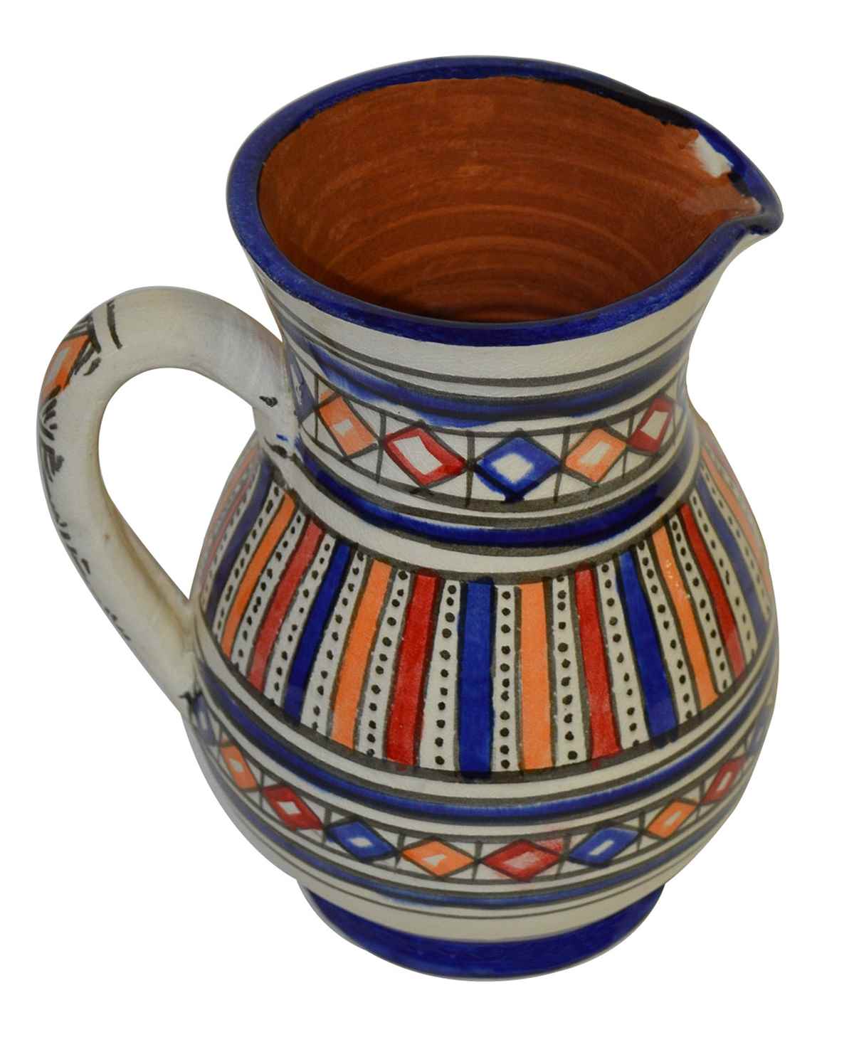 Ceramic Serving Pitcher Stripe Blue - Treasure of Morocco