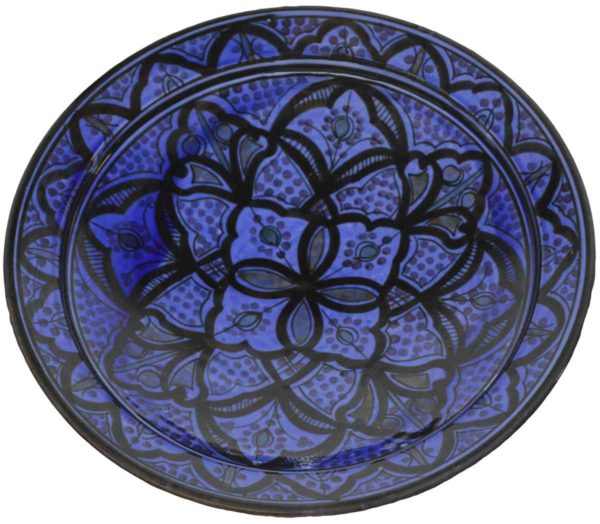 Safi Blue Ceramic Serving Plate Handmade Large 12"-0