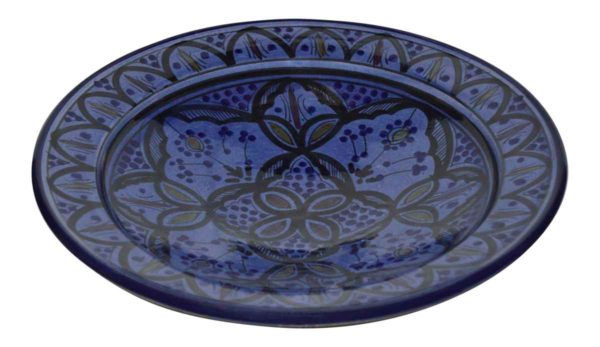 Safi Blue Ceramic Serving Plate Handmade Large 12"-10418
