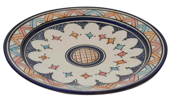 CrissCross Multicolored Ceramic Serving Plate Handmade Large 12"