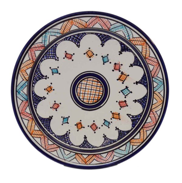 Safi Blue Ceramic Serving Plate Handmade Large 12"