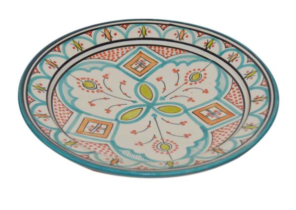 Aqua White Ceramic Serving Plate Handmade Large 12"-10394