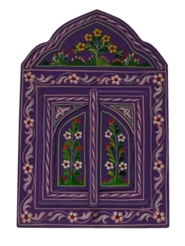 Handmade Wood Door Mirror Small Purple-10457