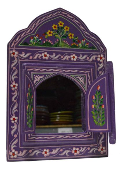 Handmade Wood Door Mirror Small Purple-0
