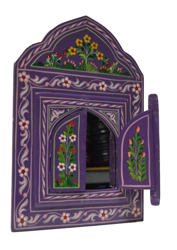 Handmade Wood Door Mirror Small Purple-10460
