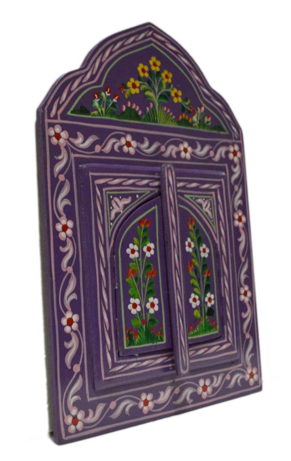 Handmade Wood Door Mirror Small Purple-10459