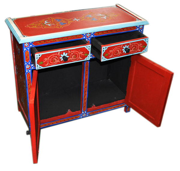 Wood Painted Dresser Double Red