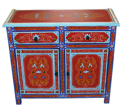 Wood Painted Dresser Double Red