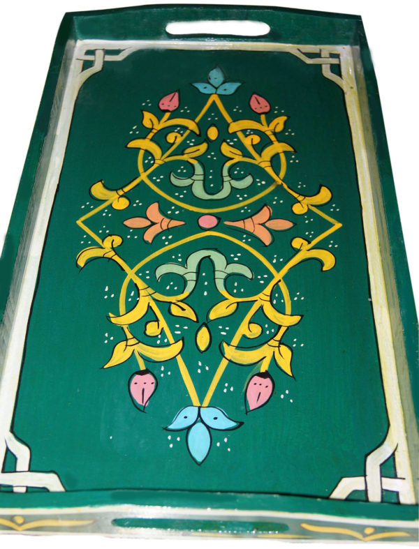 Handmade Moroccan Wood Tray Green