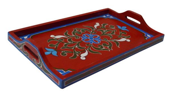 Handmade Moroccan Wood Tray Red