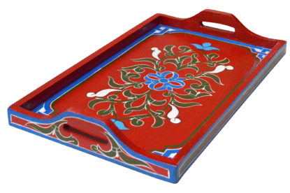 Handmade Moroccan Wood Tray Red
