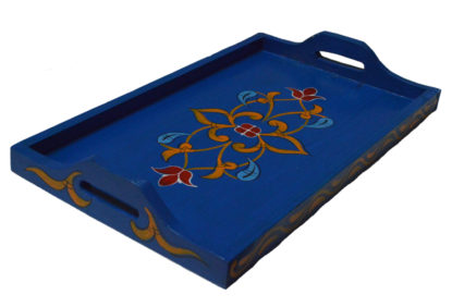 Handmade Moroccan Wood Tray Blue