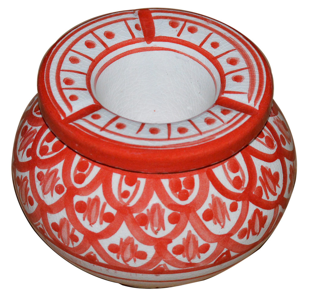 Smokeless Ashtray Small Red White - Treasure of Morocco