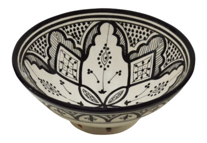 8 Inches Small Fes White and Black Handmade Serving Bowl
