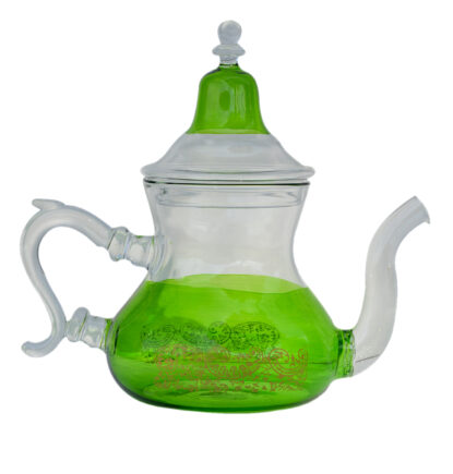 All Glass Hand Blown Teapot Durable Heat Resistance 32 Oz Green