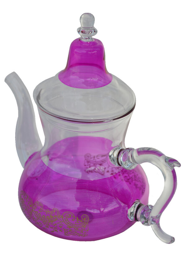 All Glass Hand Blown Teapot Durable Heat Resistance 32 Oz Magenta