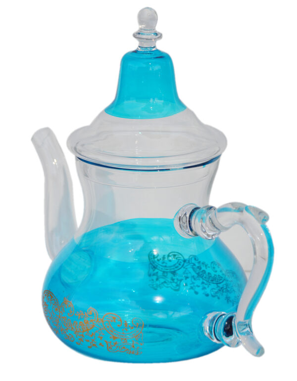 All Glass Hand Blown Teapot Durable Heat Resistance 32 Oz Turquoise