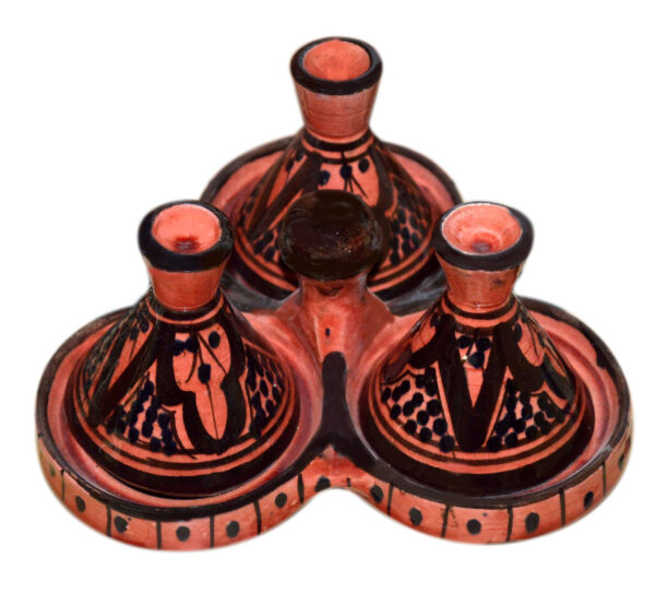 Safi Red Moroccan Ceramic Triple Spice Holder
