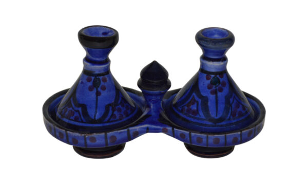 Royal Blue Moroccan Ceramic Double Spice Holder