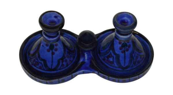 Royal Blue Moroccan Ceramic Double Spice Holder