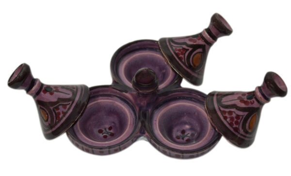 Purple Moroccan Ceramic Triple Spice Holder