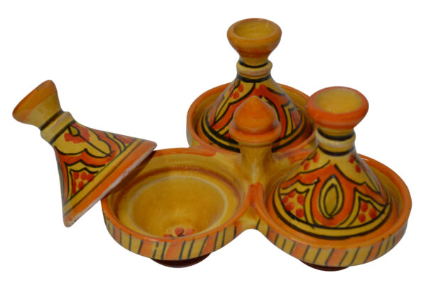 Lwimina Moroccan Ceramic Triple Spice Holder