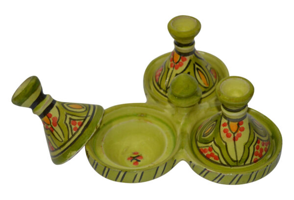 Lime Moroccan Ceramic Triple Spice Holder